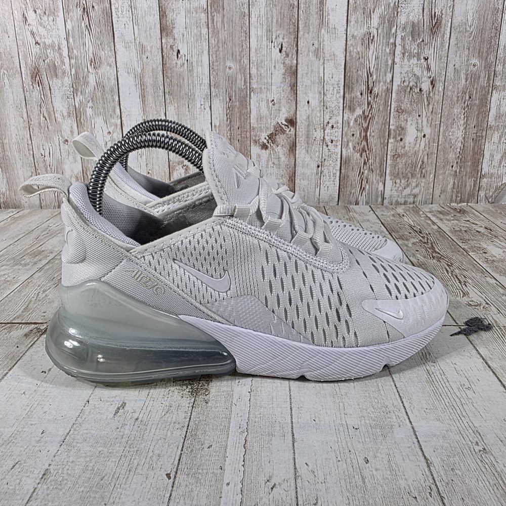 Nike Air Max 270 Triple White Sneakers 943345-103 Kids 4.5Y Women 6